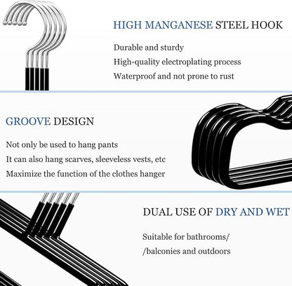 Non-Slip Rubber Pants Hangers,20 Pack Slim Thin Space-Saving Trouser Hanger,Rust-Free Closet Clothes Organizer for Slacks Scarf Ties,13.3inch