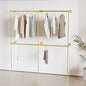 Gold Industrial Pipe Clothing Rack 75" W Wall Mounted, Heavy Duty Iron Garment Rack 150 lbs per Rod, Open Closet Organizer for Bedroom Laundry Room Retail Display