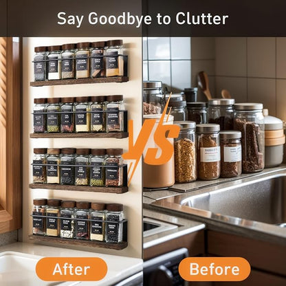 4 Pack Strong Magnetic Spice Rack Organizer for Refrigerator and Microwave Oven, Metal Fridge Shelf, Space Saver for Kitchen Organization and Storage, Black
