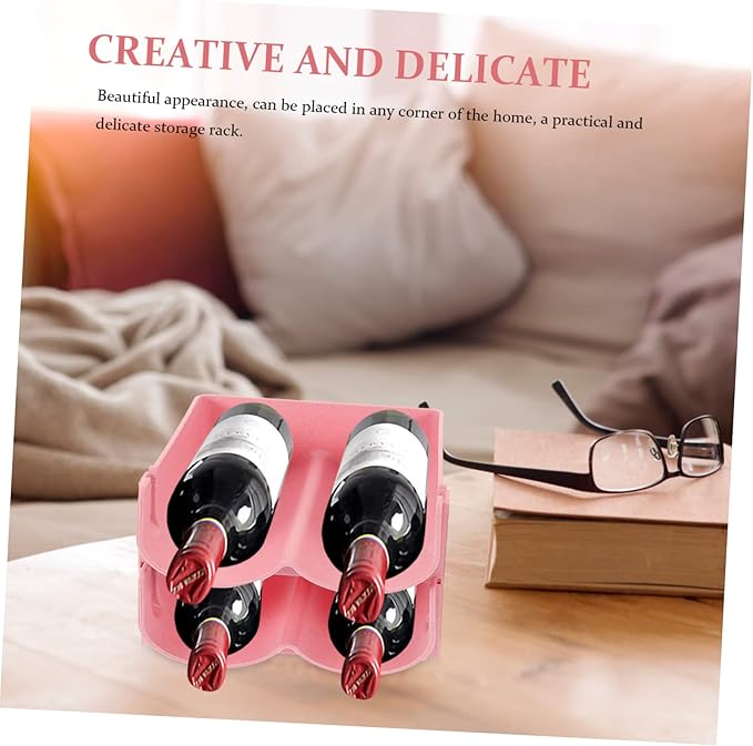 MERRYHAPY 4pcs Stackable Can Holder Drink Organizer for Refrigerator Stylish Storage Rack for Cans and Bottles Space-Saving Design Pink for Home and Pantry Use