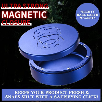3.0inchBEIJIATE Magnetic Metal Can, Holder, Metal Container, Carved Tin with Magnetic Closure, Aluminum Container, Slim Pouch Can, zyn metal can,zyn container Storage Box Set (Sea Blue)