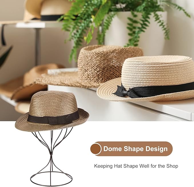 uxcell Metal Hat Display Stand 2 Pack Tabletop Hat and Wig Rack Modern Women Closet Holder for Baseball Cap, Fedora Hat, Cowboy Hat - Bronze