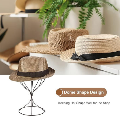 uxcell Metal Hat Display Stand 2 Pack Tabletop Hat and Wig Rack Modern Women Closet Holder for Baseball Cap, Fedora Hat, Cowboy Hat - Bronze
