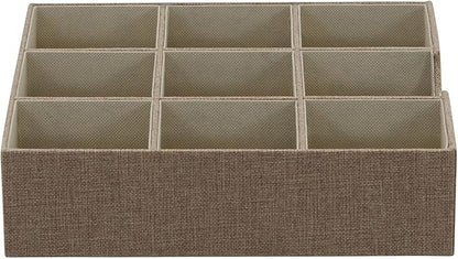 Household Essentials Brown 723-1 Deep 9 Section Drawer Organizer Box for Storage | 12 in x 12 in 3.13