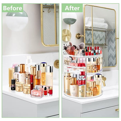 360 Acrylic Rotation Makeup Organizer, Large Capacity, Easy Access, Sturdy, Multi-functional, Great Gift Idea