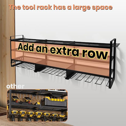 SINTIKI 49 inch Large Power Tool Organizer Wall Mount, 4 Layer Tool Storage Rack Loads 600 LBS, Rack Holds 12 Cordless Drills, Utility Racks for Garage Organization, Gift for Men