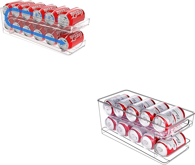 Rolling Soda Can Dispenser for Refrigerator Rolling Soda Can Organizer for Refrigerator