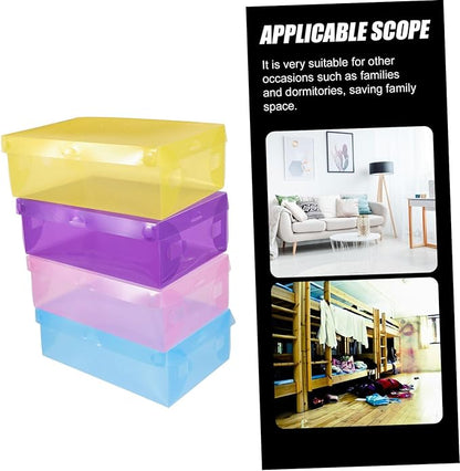 Happyyami 7pcs Shoe Storage Box Set Stackable Organizer for High Heels Sneakers Boots Space-saving Design for Closet Entryway Multi Options Yellow