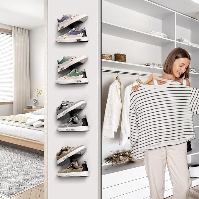 2 Pcs Floating Shoe Display Shelves, H-Type Sturdy Levitating Wall Shelf, Sneaker Holders for Shoe Collectors & Advertising Exhibition