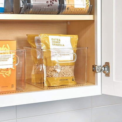 iDesign Kitchen Binz BPA-Free Plastic Deep Stackable Organizer with Handles - 8" x 8" x 6", Clear (Pack of 2)
