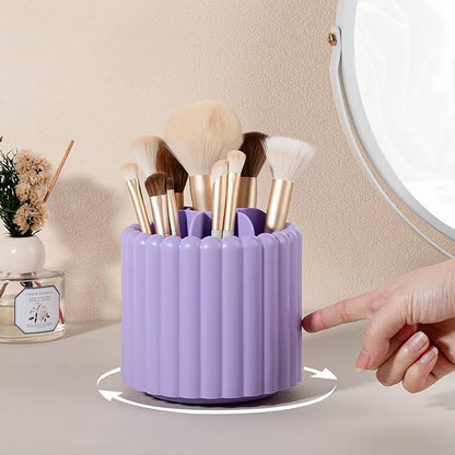 Anyoifax 360 Rotating Makeup Brush Holder 7 Slots Make Up Brush Organizer Removable Spinning Cosmetic Brushes Storage Pen Holder for Vanity, Dresser, Desk, Purple