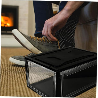 Transparent Stackable Sneaker Shoe Box with Clamshell Design Acrylic and PP Plastic Organizer for Men and Women Easy-open Display Case for Household Shoe Storage and Practical