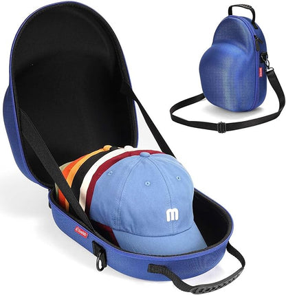 Livelab Hat Case, Hard Hat Case for Baseball Caps, Hat Storage with Carrying Handle & Shoulder Strap, Hat Organizer Protects Up to 6 Hats, Perfect for Travel & Home Storage - Blue