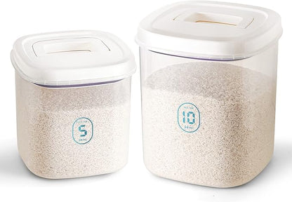 Rice Container 25 lbs,10.5 Qt/10 L/25 lbs Rice Dispenser Food Storage Bin with Measuring Cup & Brush Food Cereal Container Bins Household for Kitchen Pantry Organization(LG-10KG)