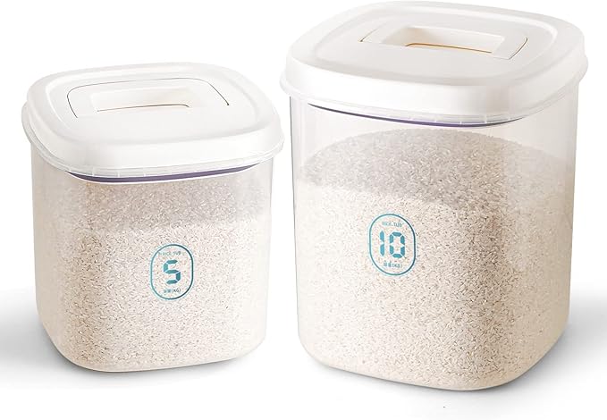 Rice Dispenser,10 Lbs Rice Container Storage with Measuring Cup Food Cereal Container Bins Household for Kitchen Pantry Organization