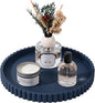 Round Bathroom Tray Silicone Kitchen Counter Decor Vanity Organizer Decorative Coffee Table Tray for Perfume, Candle, Soap Dish, 10 Inch, Dark Blue