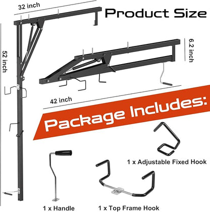 Vanesa Hydraulic Bike Ceiling Mount for Garage - Heavy Duty Pull Down Bike Hanger, Folding Overhead Bike Storage Hoist Holds Up to 66 lbs, Space Saving Bicycle Mount for Garage/Indoor
