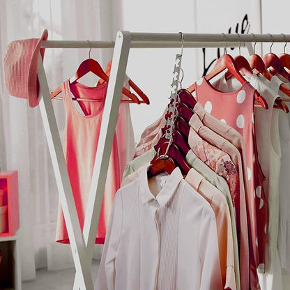 Space Saving Hangers, Shirt Hanger, Metal Hangers for Clothes, Space Saver for Hanging Clothes, Sturdy Metal Wardrobe Organizer, Pack of 10