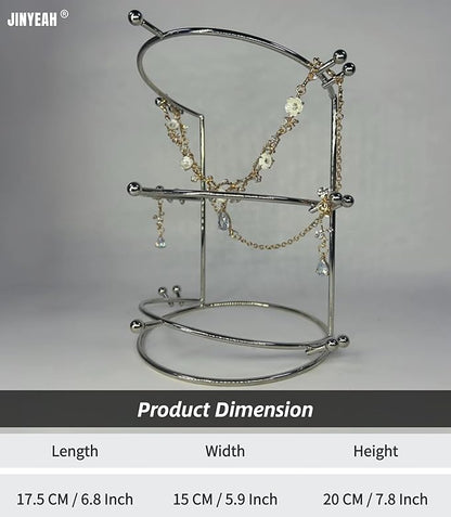 Crown Display 【Electroplating Metal Luster】 Crown Holder Tiara Display 3-Tier Sliver Bridal Crown Display Stand Crown Storage Organizer Jewelry Holder for Women Girls Wedding Home Shop Store