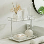 Bathroom Organizer Countertop Perfume Organizer Makeup Organizer Cosmetics Storage Display Rack Vanity Tray Dresser Stainless Steel Gold Shelf White Marble Ceramic Tray (2 Tier L-Sliver) | Perfume Organizer, Makeup Organizer, Cosmetics Storage, Vanity ...