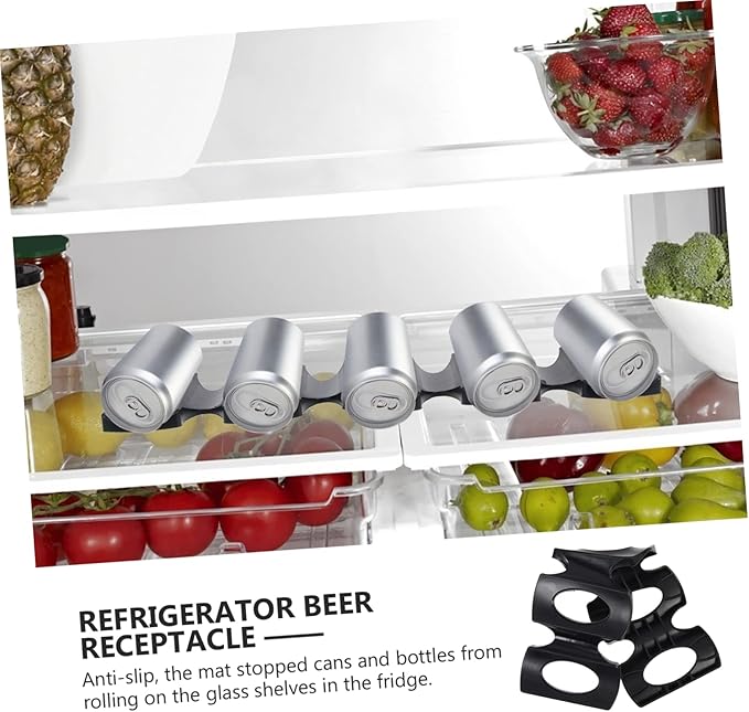 MERRYHAPY Fridge Beer Mat Organizer Space-Saving Beer Storage Rack for Cans Silicone Can Dispenser for Refrigerator Easy to Clean and Stackable Drink Organizer