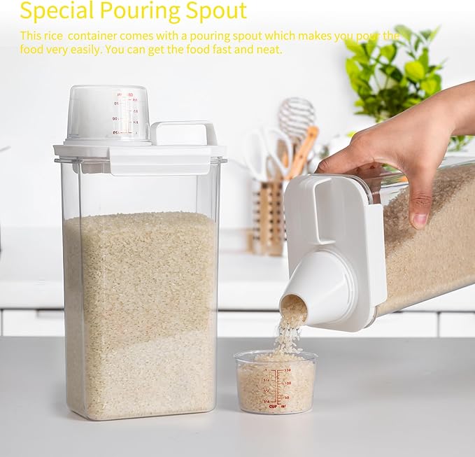 FrutPunch Rice Container,Rice Storage Container,3-5 Lbs Tcereal Storage Container,Suitable for Home Kitchen Rice, Soybean Food Storage,Pet Food Storage Containers (2.3, Liters)