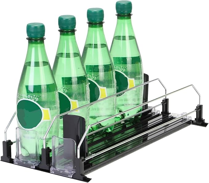 Upgraded Drink Organizer for Fridge，Soda Can Dispenser for Refrigerator，Automatic Self-Pushing Drink Pusher，Space-Saving Fridge Storage，Holds up to 10-15 Cans, 2 Row