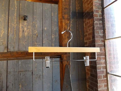 NAHANCO 14” Flat Wooden Skirt/Pant Hanger with Chrome Hardware, Natural (Pack of 25)