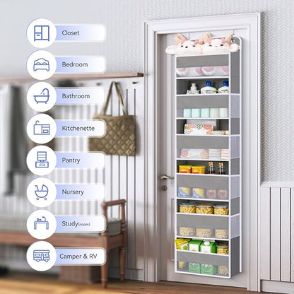 WishJazz 6-Shelf Over The Door Organizer, 50lbs Load Heavy Duty Back of Door Hanging Organizer Storage, Behind Closet Door Organizer, Baby Organizers Storage for Nursery, Pantry, Bedroom, Home Storage