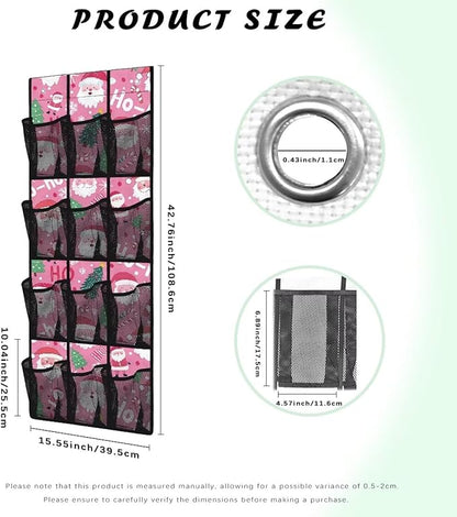 Father Christmas Behind The Door Organizer for Xmas Home Decor Door Hanging Shoe Organizer for Dorm Room Essentials,Mesh Pockets with 4 Metal Hook