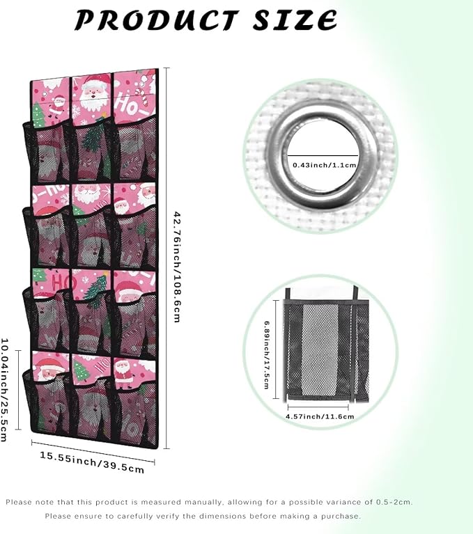 Father Christmas Behind The Door Organizer for Xmas Home Decor Door Hanging Shoe Organizer for Dorm Room Essentials
