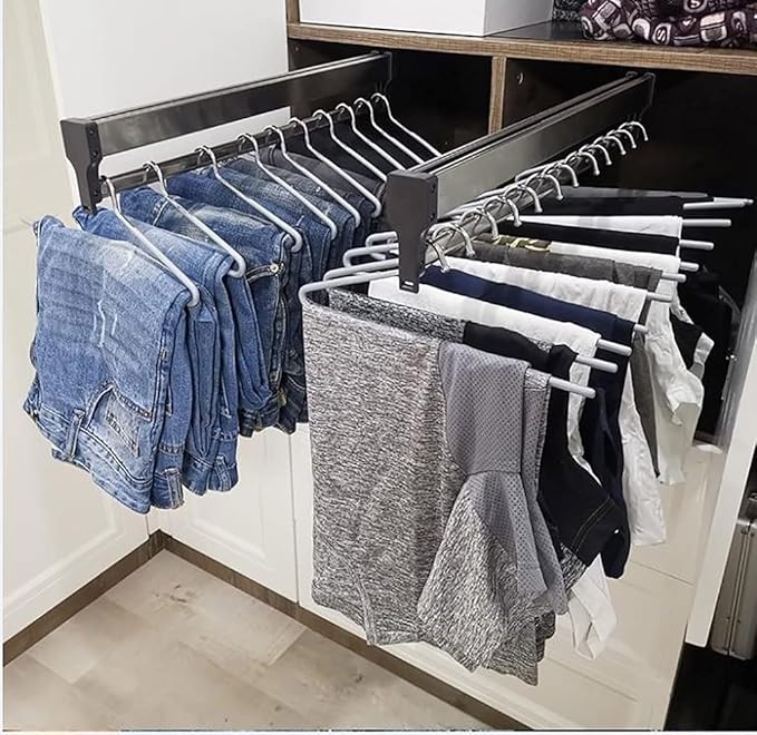 Closet Clothes Hanger Rail,Pull-Out Closet Rod 30-60cm,Wardrobe Clothing Rail,Closet Organizer Rack for Pants and Coat (400MM/15.7INCH)