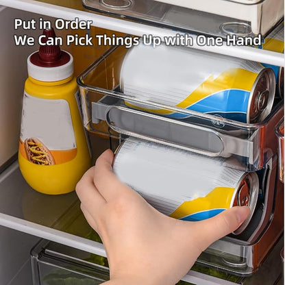 Soda Can Organizer, 2 Tier Drink Organizer for Fridge Drink Dispenser for Fridge Soda Organizer for Refrigerator Can Holders for Fridge Can Rack Organizer for Pantry(Orange)