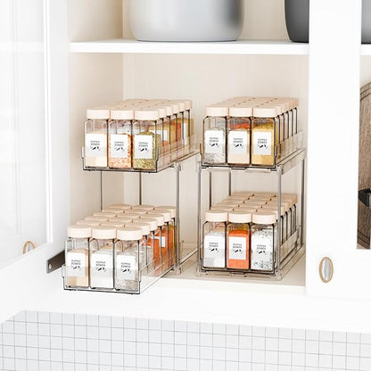 Yieach 2 Tier Vertical Spice Rack Pull Out,10.4'' Deep Narrow Slide Out Spice Rack Organizer for Inside Cabinets,Kitchen,Pantry,Cupboard Seasoning,Can,Jar Organizer and Medicine Cabinet Storage