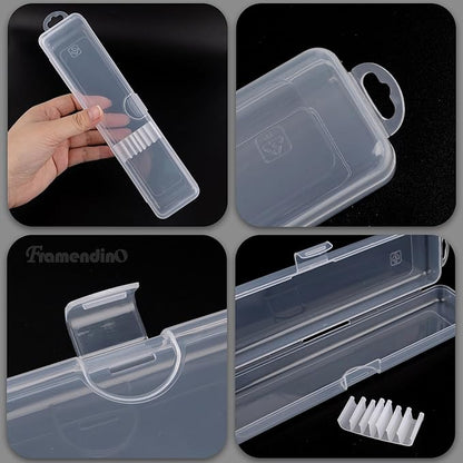 Framendino, 5 Pack Clear Travel Cosmetic Brush Holder Portable Cutlery Box Plastic Storage Container Toothbrush Carrying Boxes for Traveling