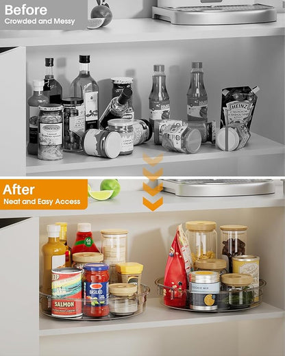 LAMU 2 Pack Lazy Susan Organizer 9.25 inch Lazy Susan Turntable for Cabinet, Rotating Spice Organization for Cabinet, Kitchen, Table Top, Countertop, Pantry Fridge Organizers and Storage, Gray