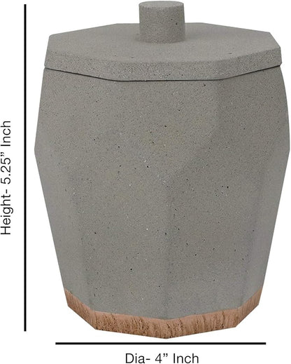 nu steel Cement, Made of Cement Bathroom Vanity Countertop Storage Organizer Canister Jar for Cotton Swabs, Rounds, Balls, Makeup Sponges, Bath Salts - Stone/Brown