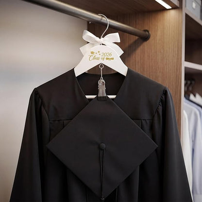 GraduatePro Graduation Cap and Gown Hanger 17.5“ ”with Hook Clip for College and High School Graduates, Graduation Gifts with Class of 2026 Printed for Her and Him, White