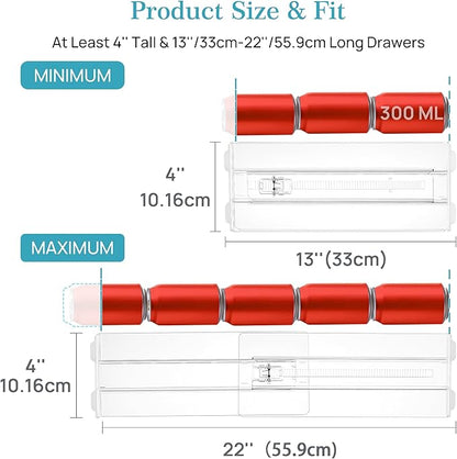 Vtopmart 8 Pack Drawer Dividers for Clothes, 4" High 13"-22" Adjustable Expandable Dresser Drawer Organizer, Clear Plastic Separators for Dresser, Baby Clothing, Underwear, Cosmetic, Toiletries
