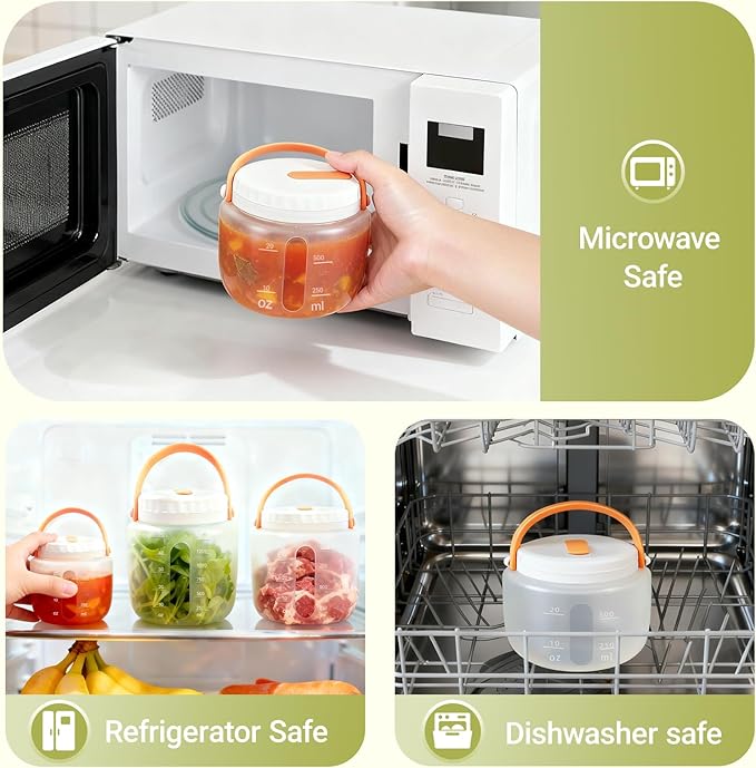 Airtight Silicone Food Storage Containers Set - Leakproof Food Canister Jars with Vent Lid, Handle for Outdoor, Collapsible Reusable Kitchen Pantry Organization Canisters, Dishwash Micro Safe,3 Pack