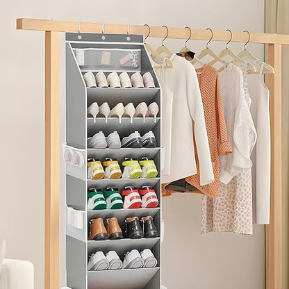 Genérico Over the Door Shoe Organizer | 8 Tier Hanging Organizer for 16-24 Shoes | Storage Closet Home Bathroom Bedroom Classroom