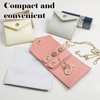 4-Piece Mini Travel Jewelry Pouch Foldable,Bridesmaid Proposal Gift Bridal Party Favors For Rings, Earrings, Necklace Storage, Portablel (White)
