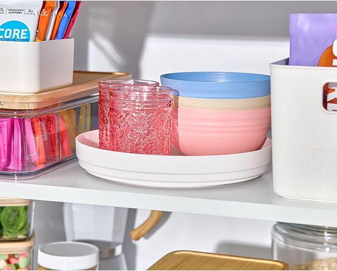 iDesign Recycled Plastic Lazy Susan Turntable Organizer, The Rosanna Pansino Collection – 10.03” L x 10.03” W x 1.73” H, Coconut (Pack of 2)