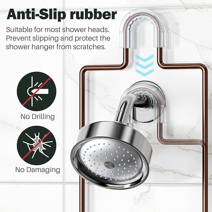 Epicano Shower Caddy Hanging, Anti-Swing Over Head Shower Caddy Rustproof with hooks for Towels, Sponge and more, Bronze