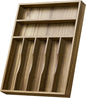 Kiasthome Acacia Wood Silverware Drawer Organizer, Kitchen Utensil Cutlery Drawer Organizer with Grooved Dividers, Flatware Organizer Silverware Tray Holder for Spoon, Fork, 13''x16.9'' (7 Slots)
