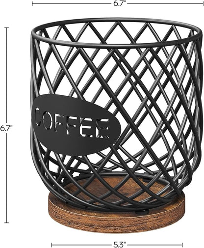 YATINEY Coffee Pod Holder Organizer, Holder for K Cup, Large Capacity Coffee Pod Basket, Versatile Coffee Capsule Storage Organizer, for Kitchen Countertop, Rustic Brown KH09BR