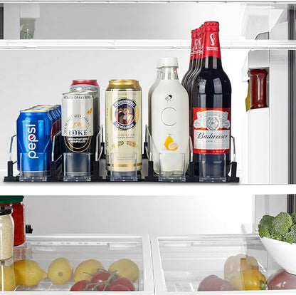 Soda Can Organizer for Fridge, Self-Pushing Drink Holder for Refrigerator, Adjustable Width Beverage Water Beer Storage for Kitchen Pantry, Holds up to 30 Cans