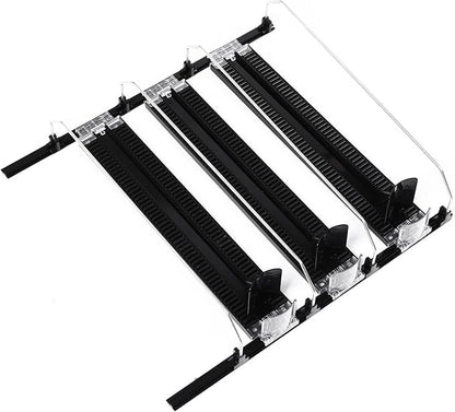 Adjustable Beverage Dispenser, Can and Bottle Organizer, Curved Spring Design, Holds Up to 6 Drinks, Easy Install for Fridge or Pantry (3Pcs)