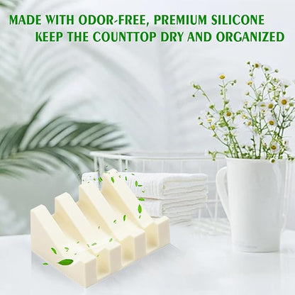 Soap Dish Holder for Shower with Suction Cup, Silicone Soap Holder & Saver Self-Draining Bar Soap Dish Keeps Soap Dry for Bathroom, Kitchen, Bathtub, Extends Soap Life (CreamWhite-3Pack)