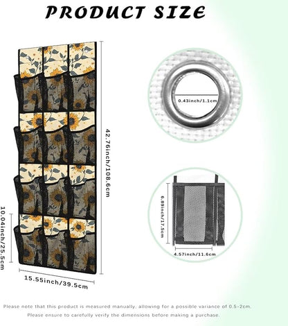 12 Large Pockets Over the Door Shoe Organizer Sunflower Hanging Shoe Rack for Closet Shoe Organizer Door Hanger for Bedroom Bathroom